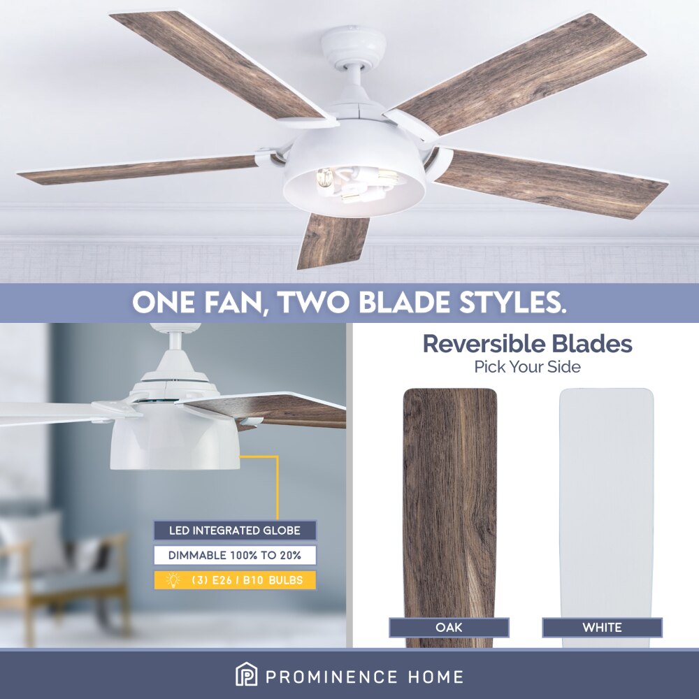 Bright White Remote Control Ceiling Fan, 5 Blades Ceiling Fans Room Decor Home Fan Ceiling Fan with Led Light