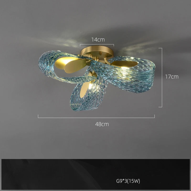 2026 Postmodern Copper Glass Chandelier - Blue Beauty Luxury Dining Room Light