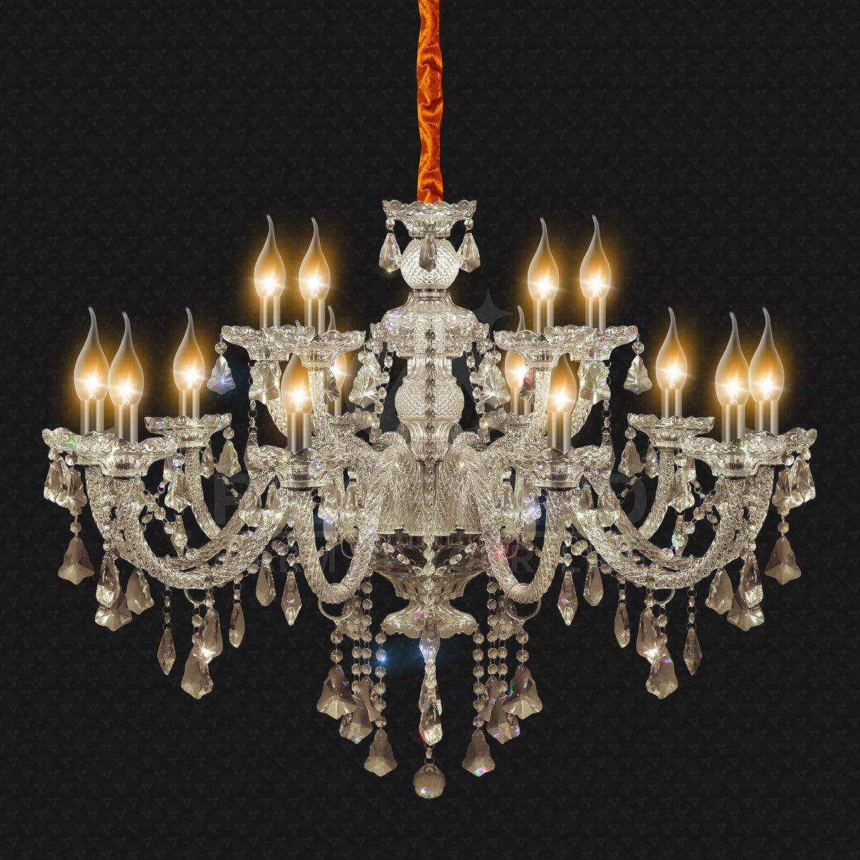Luxurious Crystal Chandelier Lights 15 Arms K9 Crystal Ceiling Pendant E12 Lamps For Home Living Room Hotel Lobby