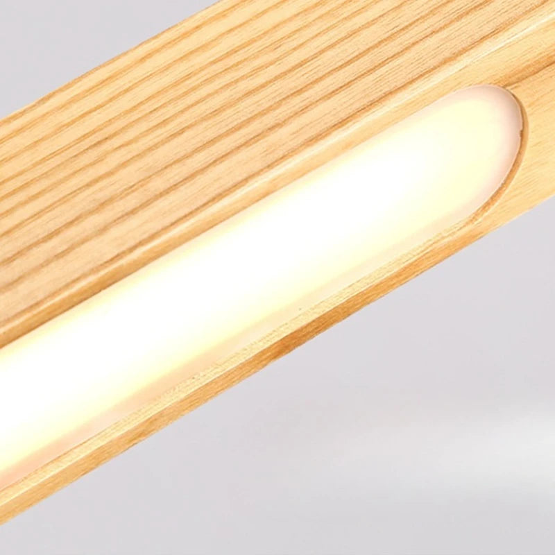 Nordic Solid Wooden Pendant Lights LED Wood Pendant Lamps for Dining Living Room Kitchen hanging chandelier Shop Long Strip Lamp