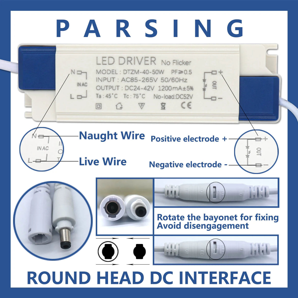 LED Driver 40-50W 1200mA AC 110V 220V to DC 24V 36V 42V Lighting Transformer Panel Light Ceilling Lamp Power Supply Adapter