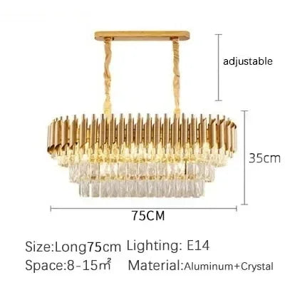 Home Appliance Crystal Ceiling Chandelier Luxury Dining Room Pendant Lamp Modern New Living Room Decor LED Bedroom Hanging Light