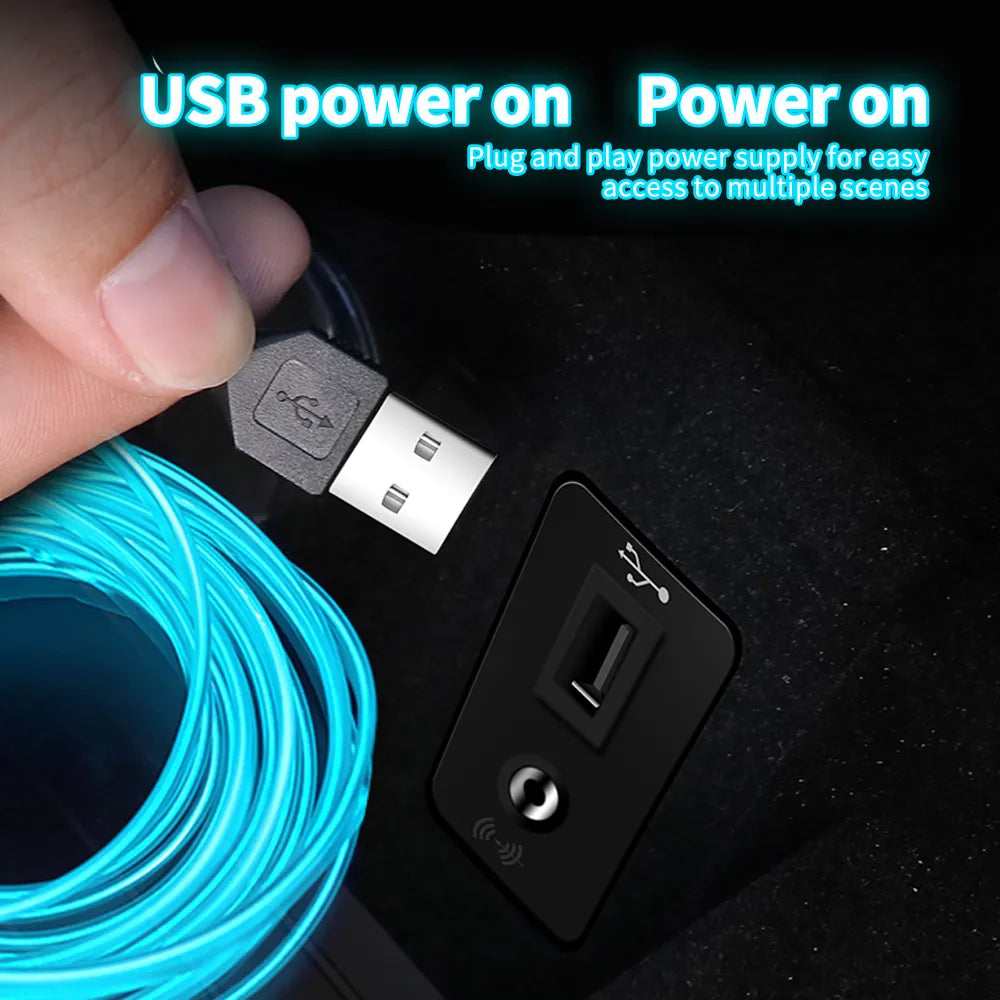 LED Car Light Lamp Flexible Auto Interior Decorative Atmosphere Wire Strip Cold LED Light