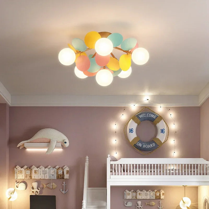 2026 Colourful Chandelier Children Bedroom Ceiling Lamp Dining Living Room Kitchen DownLight Glass Bubble