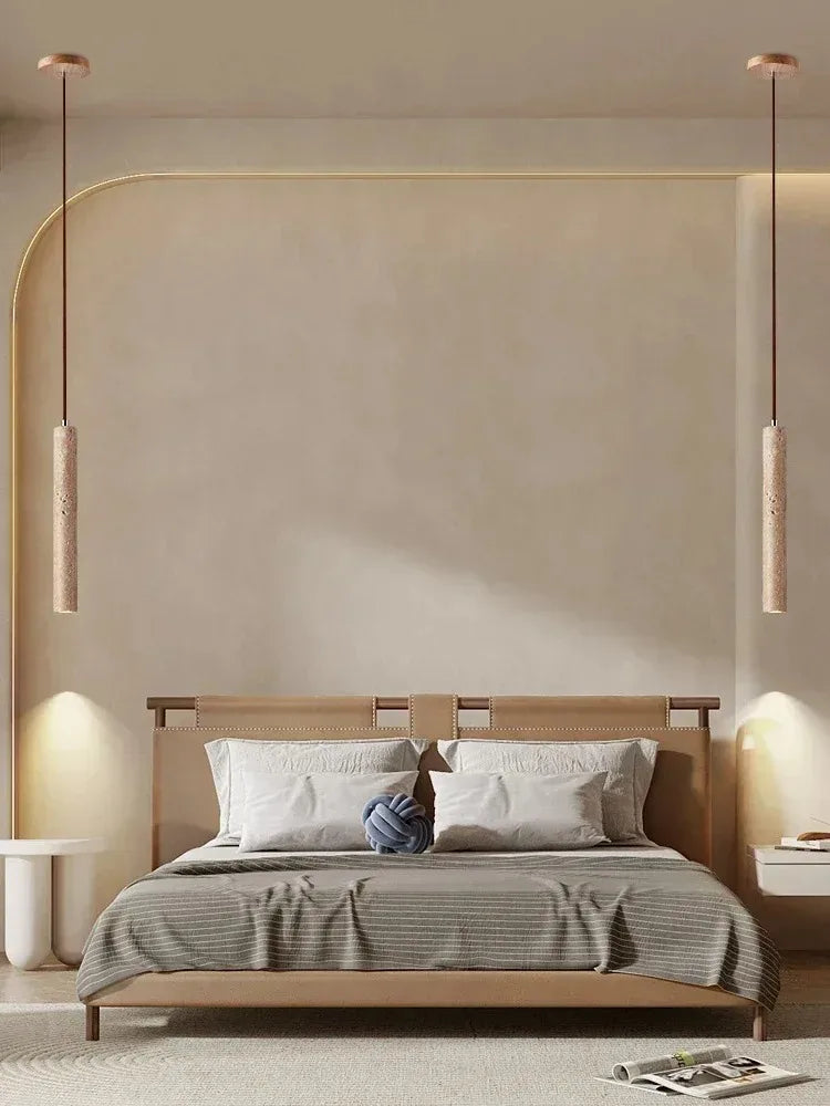 Slim Led Pendant Lamp Cave Stone Suspension Ceiling Light Hanging for Bedroom Bedside Dining Room Kitchen Island