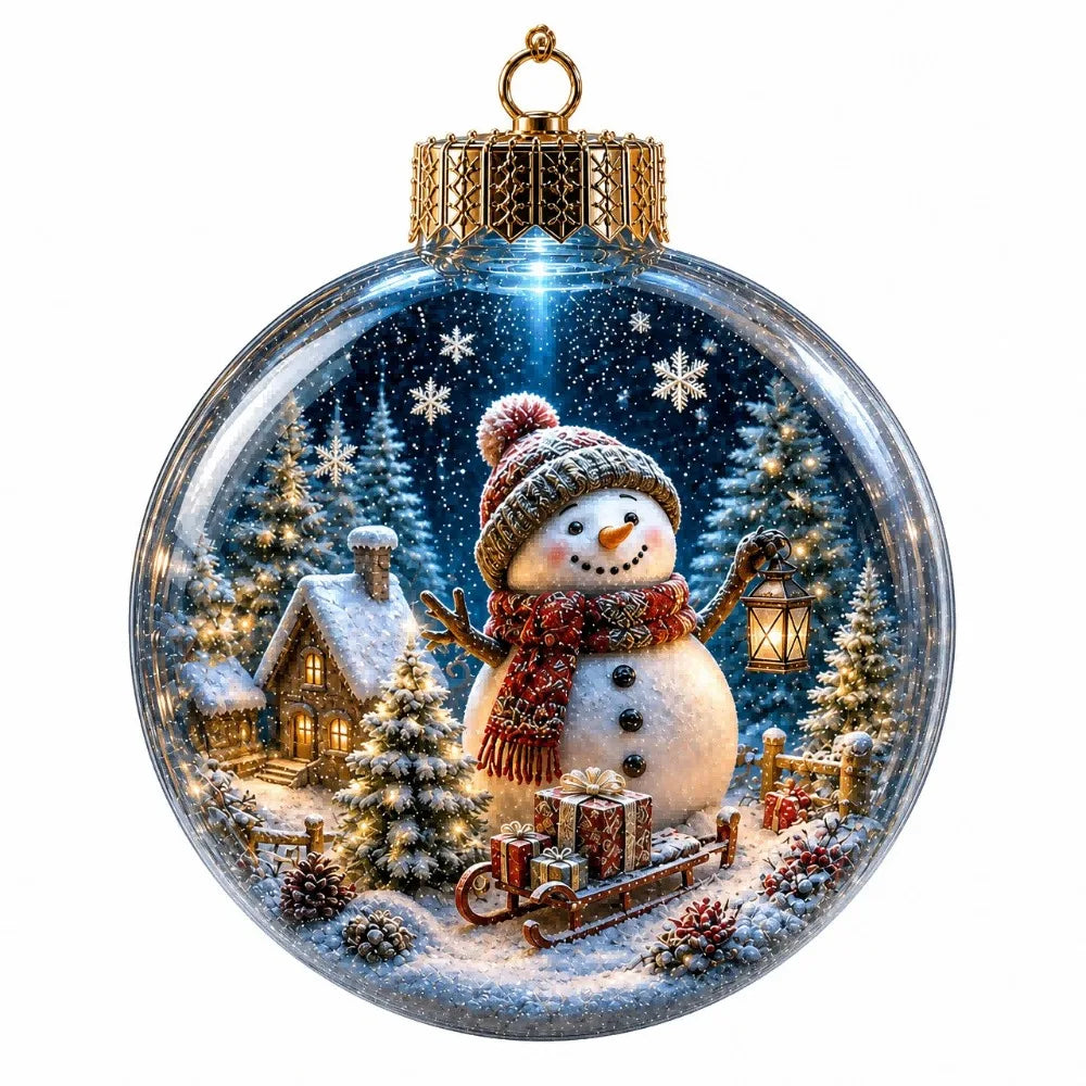 Acrylic Material Christmas Ball Ornament with Light Transparent Design Santa Claus Pendant 8CM Size Hanging Christmas Decoration