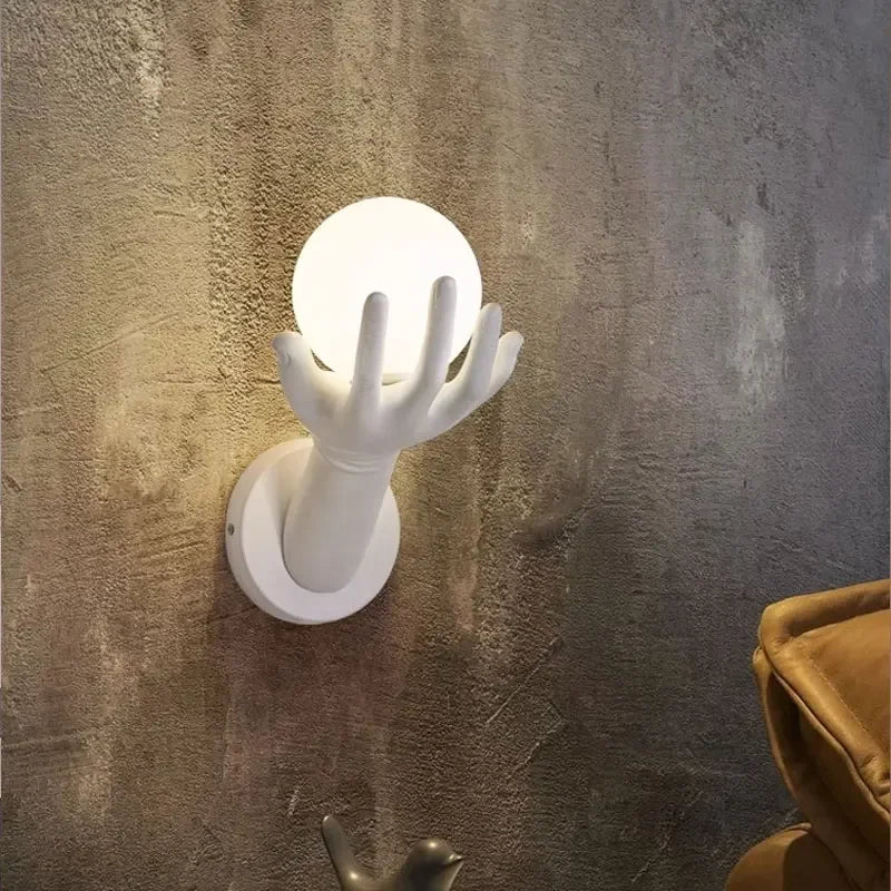 Nordic Resin Wall Lamps Creative Art Hand Sconces Lights for Home Decor Bedroom Corridor Balcony LED Lighting Fixture Luminaria