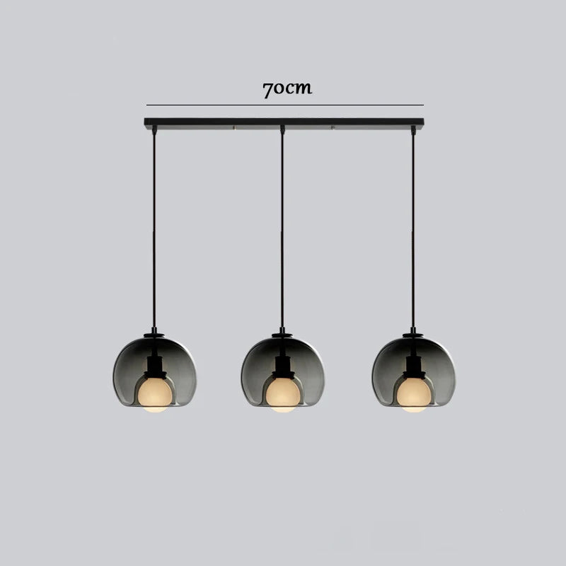 Modern Nordic Chandelier 3 Heads Iron Glass Indoor Home Decors Pendant Lights Dining Room Bar Salon Hanging Lamp Fixtures