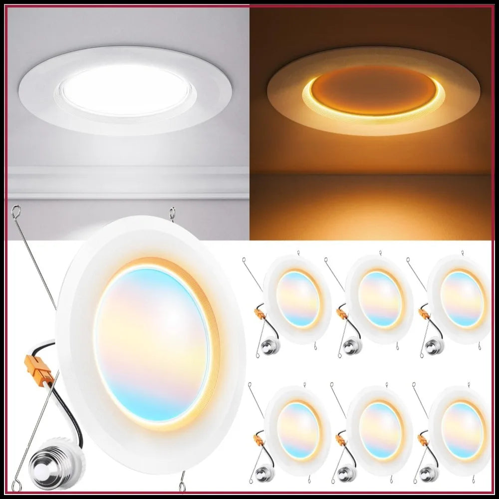 6-Pack 6-Inch LED Retrofit Night Light Downlight - 1000LM CCT Selectable