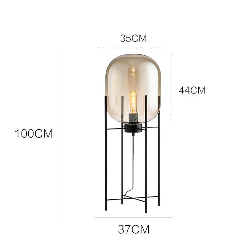 Nordic Minimalist Smoke Gray Glass Led Floor Lamp Designer Bedroom Bedside Table Light High-end Living Room Decoration Lighting