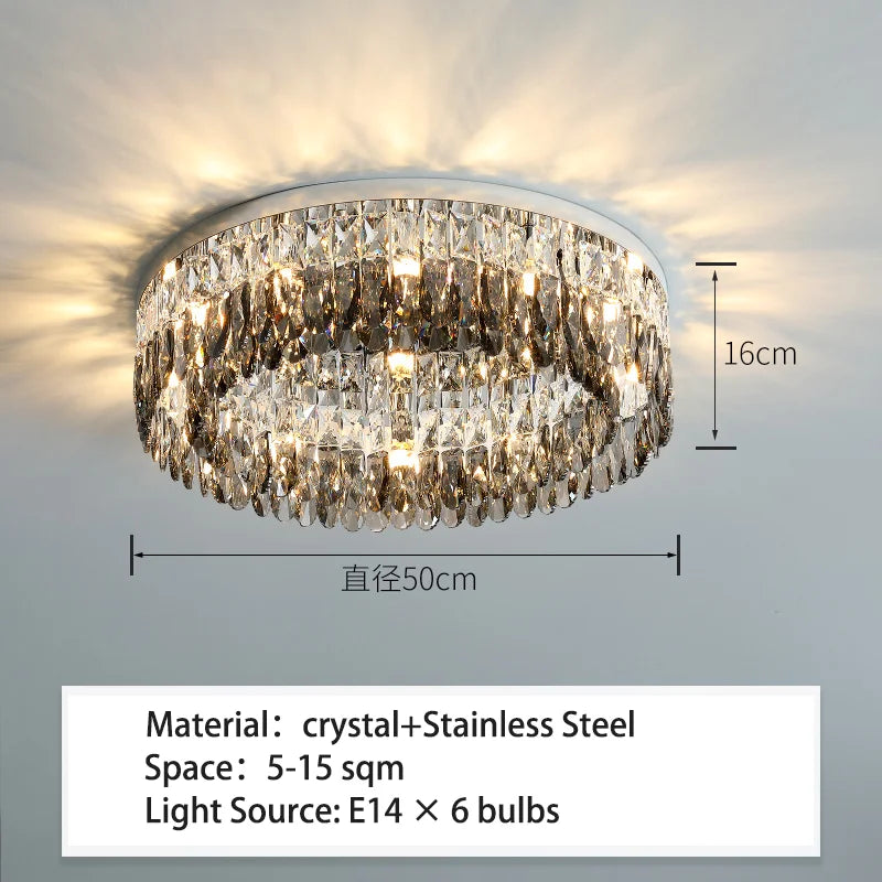 Modern LED Crystal Ceiling Light - Luxury Lustre for Living Room & Kitchen