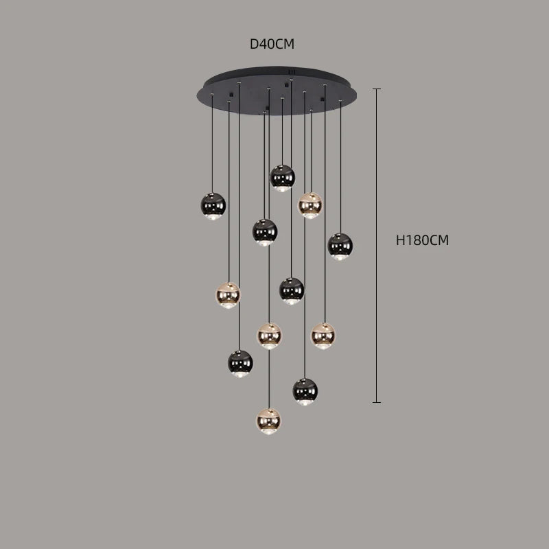 Modern Home Decor LED Lights Pendant Light Lamps for Staircase Chandeliers for Living Room Hanging Light Indoor Lighting
