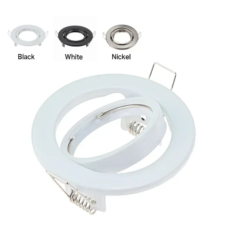 Round Adjustable LED Recessed Frame - Metal Spotlight Fitting for GU10 & MR16