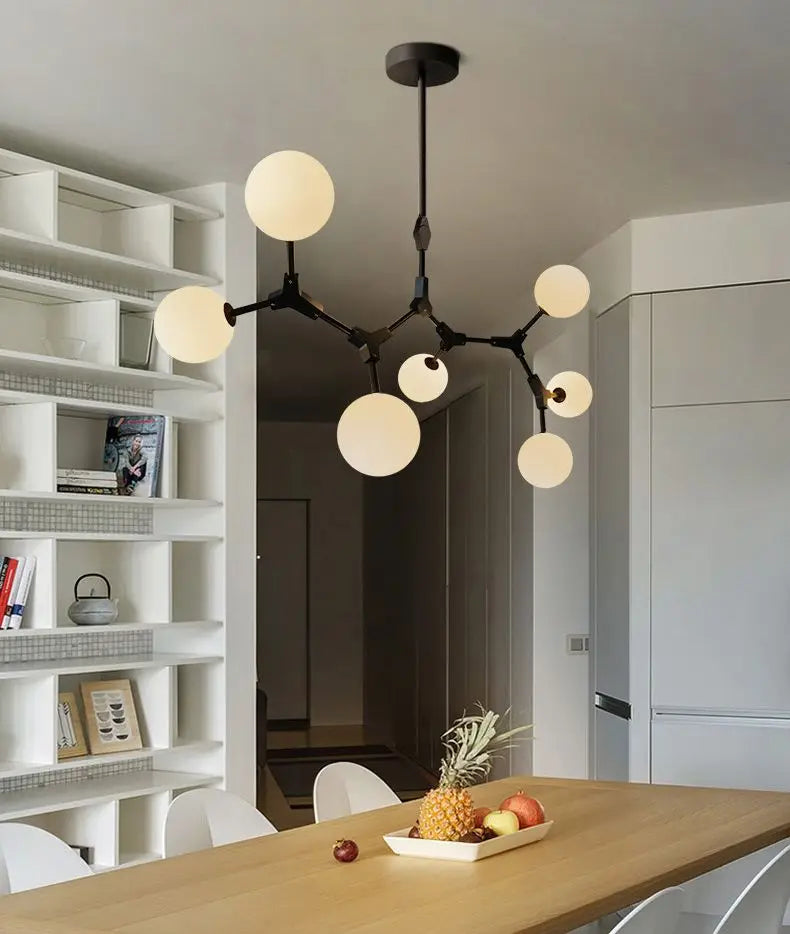 Nordic creative Glass ball chandelier Modern minimalist dining table Bar LED hanging lamp living room molecular pendant lamps