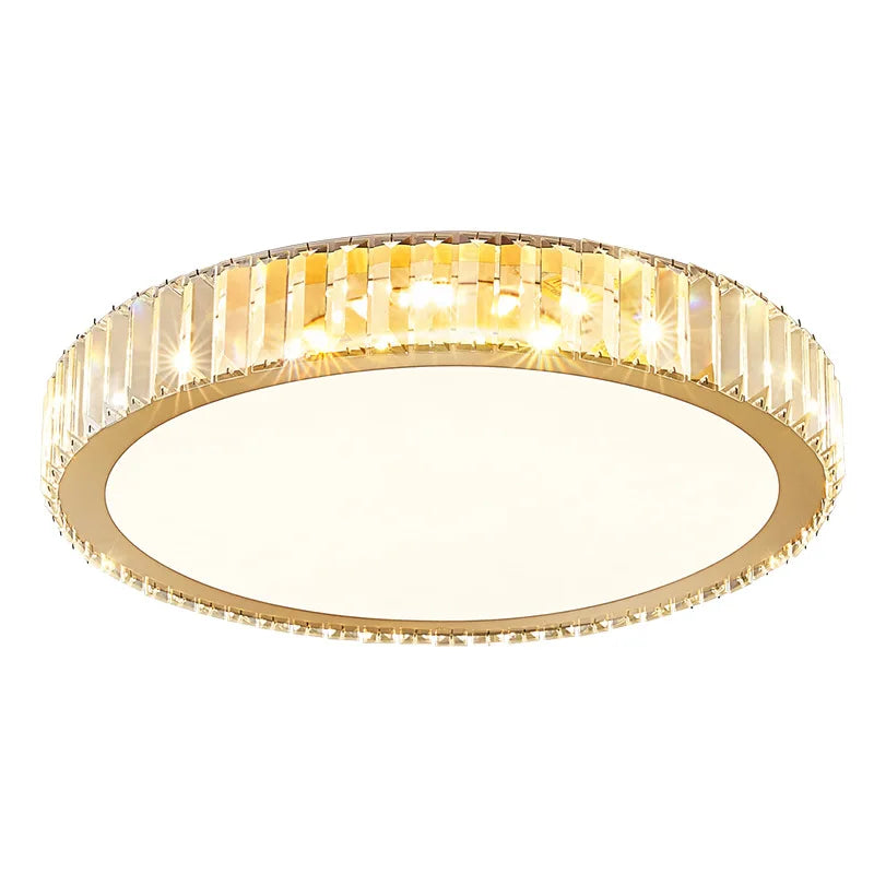 Modern Geometric Crystal Ceiling Light - Round & Square LED Lamp for Bedroom
