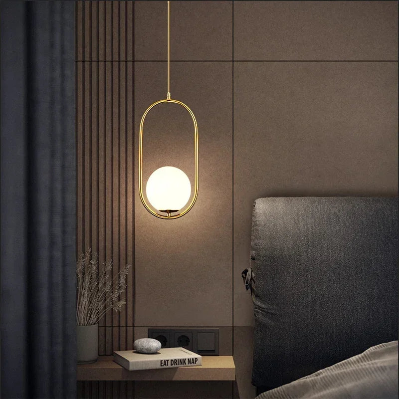 Modern Nordic Glass Ball Pendant Light - Minimalist Hanging Ceiling Fixture for Living Room, Dining Room & Bedroom Decor