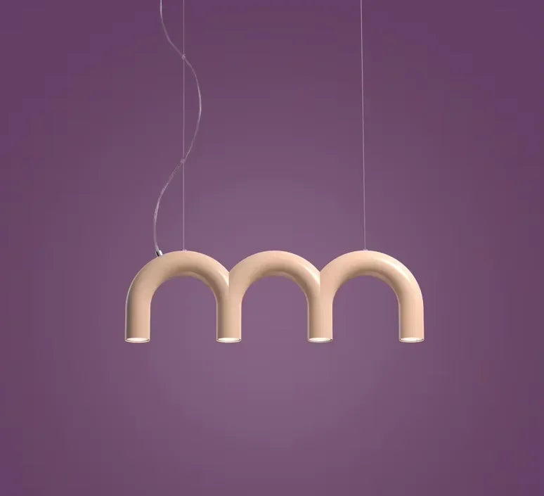 Oblure Arch Chandelier Post Modern Design Pendant Light for Coffee Living Room Kitchen U Shaped Lamp Blue Metal Macaron Lamp