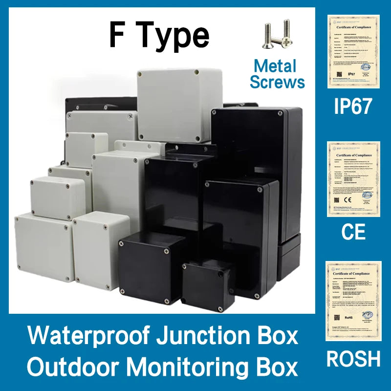 Outdoor Waterproof Plastic Junction Box (Black & White) - IP-Rated Plastic Enclosure & Electronics Project Instrument Shell Case