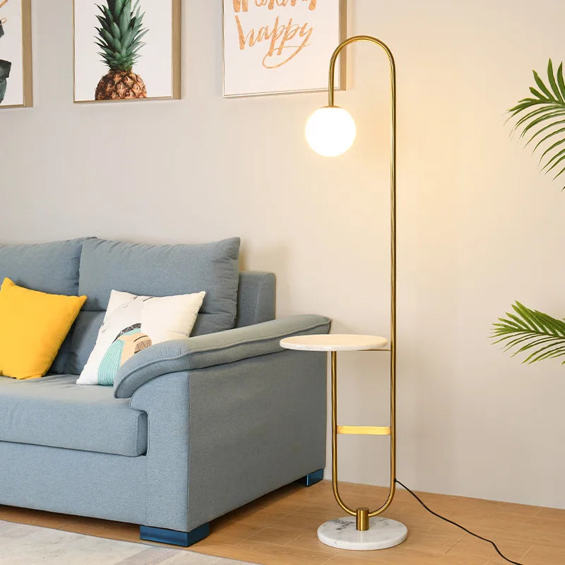 2026 Modern Nordic Floor Lamp Marble Gold Round Table LED Standing Light Art Deco Design for Living Room Sofa Side