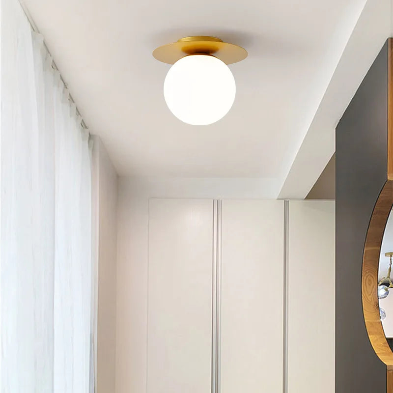 ln door LED Ceiling Lamp for Modern Glass Ball Black Gold LED Ceiling Lights Chandelier Lighting for Home Balcony Light Fixtures