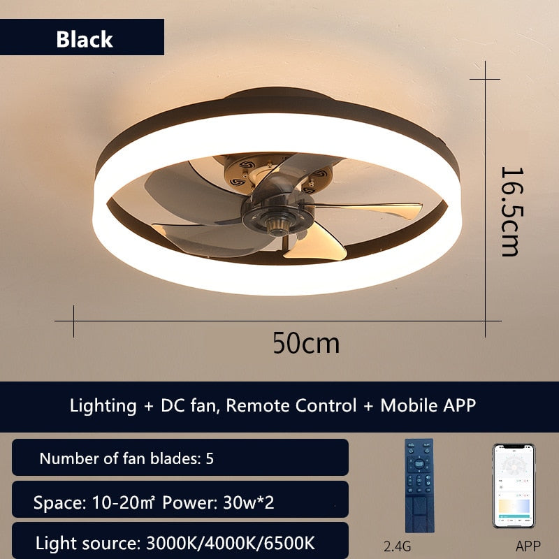 LED Ceiling Light Fans AC DC Fan Bedroom Lamp Lighting For Living Room Decorative Lamps Ventilated Silent With Remote Control