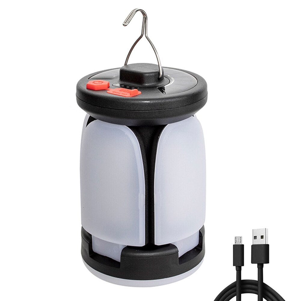 2 in 1 Portable LED Camping Lantern USB Rechargeable Work Light Outdoor Searchlight Power Bank Tent Lamp Infinite Dimming 3 Colors