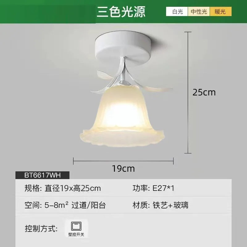 Aisle Corridor Light Cream Wind Flower Bud Ceiling Lamp for Entrance Foyer Porch Cloakroom Balcony Indoor Decoration Fixtures