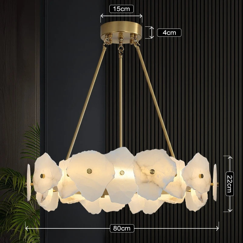 Modern Natural Marble LED Pendant Light - Luxury Stone Ceiling Chandelier Lamp Fixture for Dining Table, Living Room & Bathroom