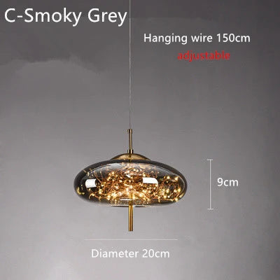 Nordic Net Red Bedside Chandelier Girl Light Luxury Long Line Personality Art Full Of Stars Hotel Bar Glass Small Chandelier