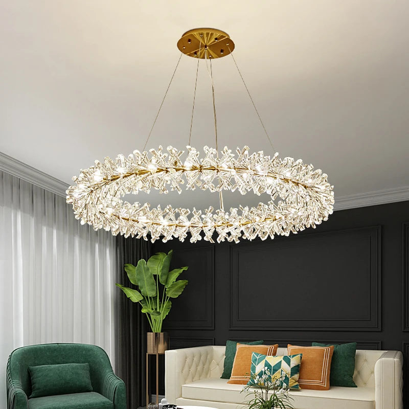 Nordic Modern Ceiling Chandelier Bedroom Dining Living Room Crystal Pendant Lamp Interior Decoration Firefly Garland LED Light