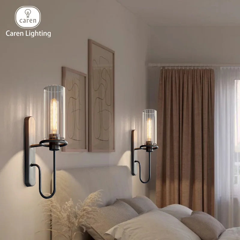 Caren Lighting Luxury wall sconces Shadow Modern nordic wall lamp e27 glass filement Edison hotel bedroom decorative interior