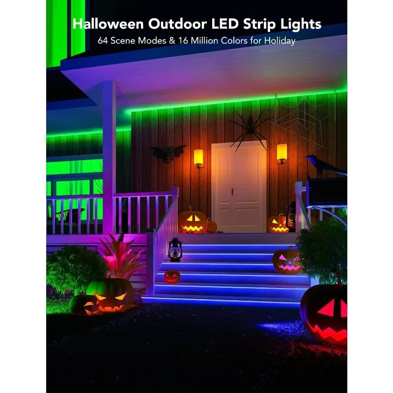 LED Strip Lights Waterproof, 32.8ft Smart LED Outdoor Lights, Halloween RGBIC Color Changing Outdoor Lights