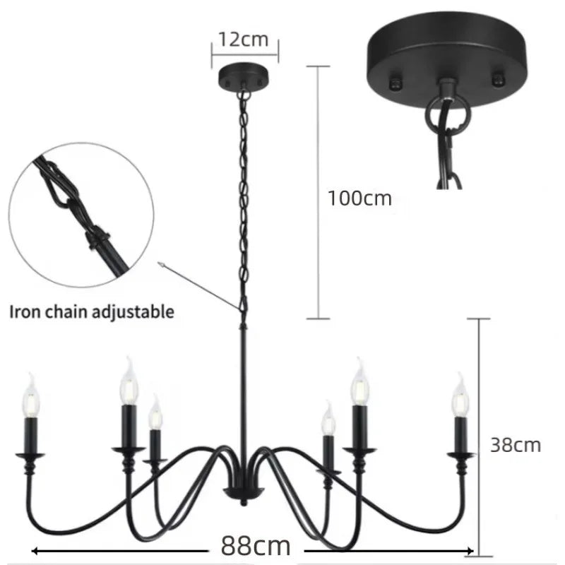 Retro Loft Living Room Chandelier - Vintage American E14 Black & Gold Light