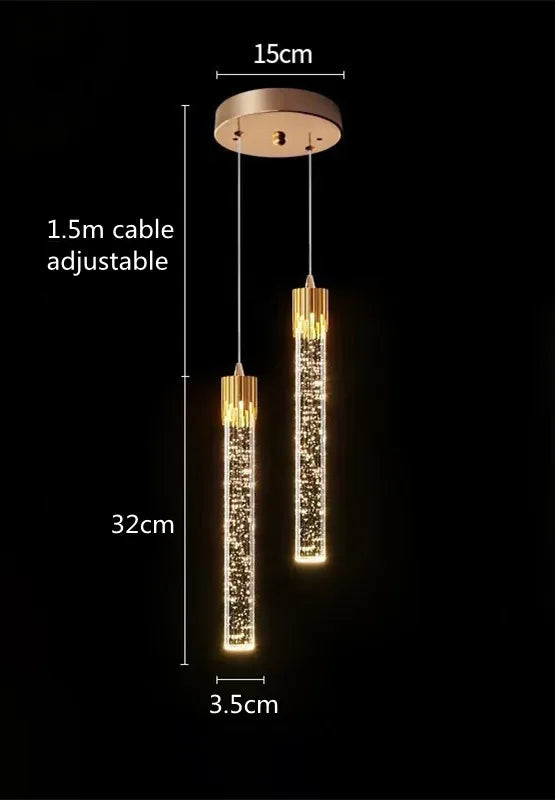 Droplet Crystal Bubble Pendant Light Modern Bedroom Crystal Hanging Lamp Bedside Clear Crystal Suspension Lamps Decor Lighting