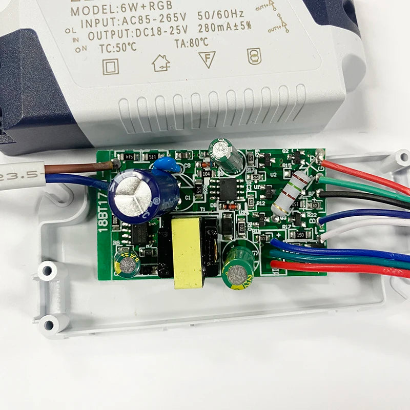 LED Driver 6W+RGB Transfermer For Ceiling Downlight 2 Channels Output 280mA,With 5pin Connetor IR Head AC110-265V Various model