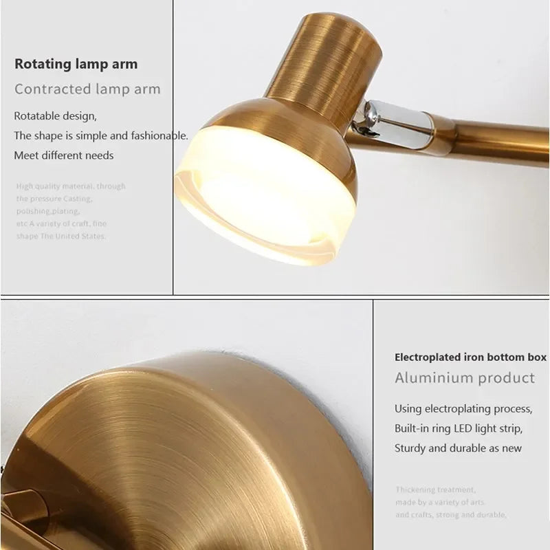 Modern Wall Light 2/3 Head Waterproof Bathroom Light Washroom Vanity Mirror Iron Interior Home Decoration Minimalist Lighting