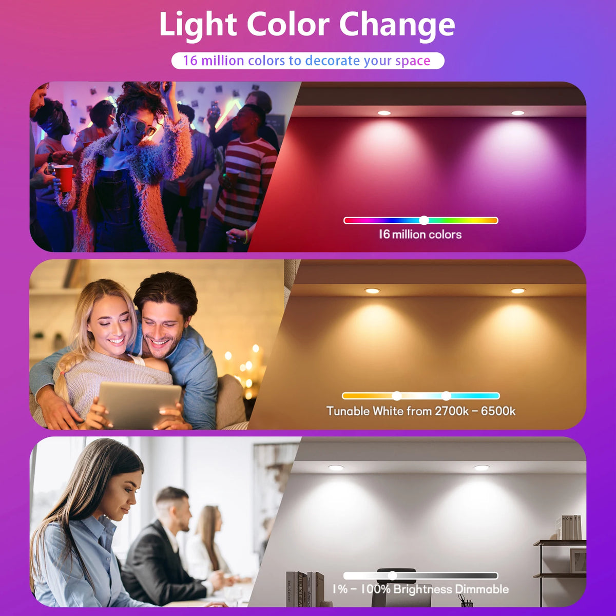 LED Downlight Recessed Spotlight RGB Dimmable 5W Down Light Voice Control Work With Wi-Fi Smart, Alexa Google Home