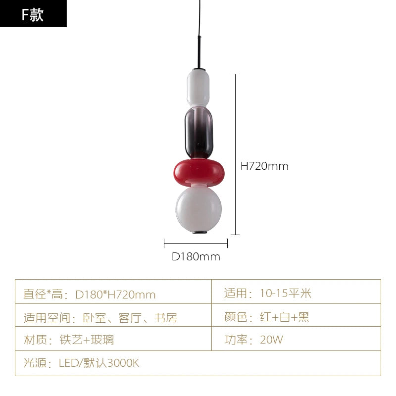 Nordic Colored Glass Pendant Lights Designer Poma Hanging Lamp Candy Glass Restaurant Bar Light Fixture Bedroom Bedside Lampara's