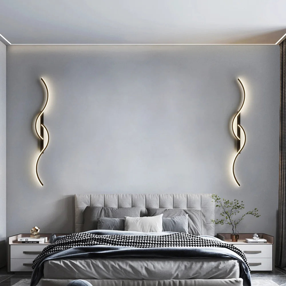 Modern Minimalist LED Long-Strip Wall Light Fixture - Linear Up & Down Wall Sconce Lamp for TV Background, Living Room & Bedroom Bedside