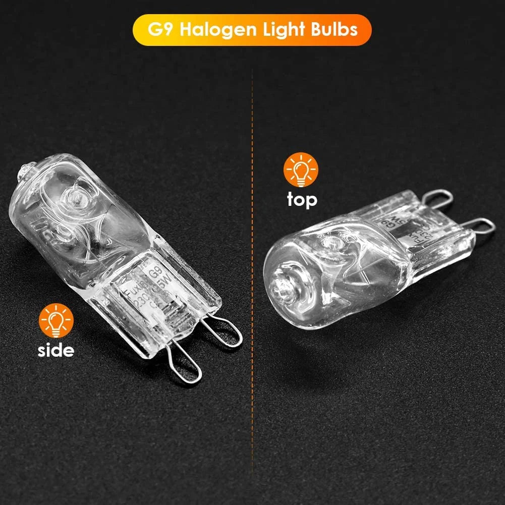 20Pcs G9 Halogen Light Bulbs,40W Clear Halogen Lamps Dimmable, Warm White 2800K for Chandeliers, Pendants, Landscape Lights