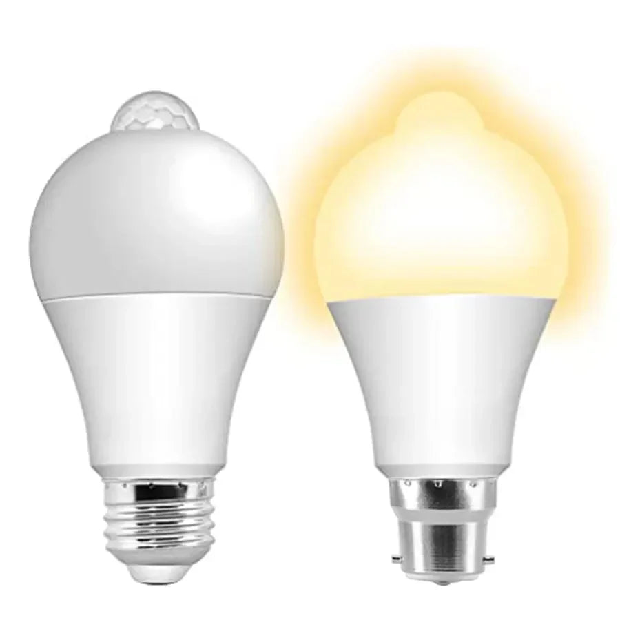 85-265V Led Light Bulb with PIR Motion Sensor E27 E26 B22 12W White Lamp Smart Bulb for Porch Garage Stairs Hallway Dusk to Dawn