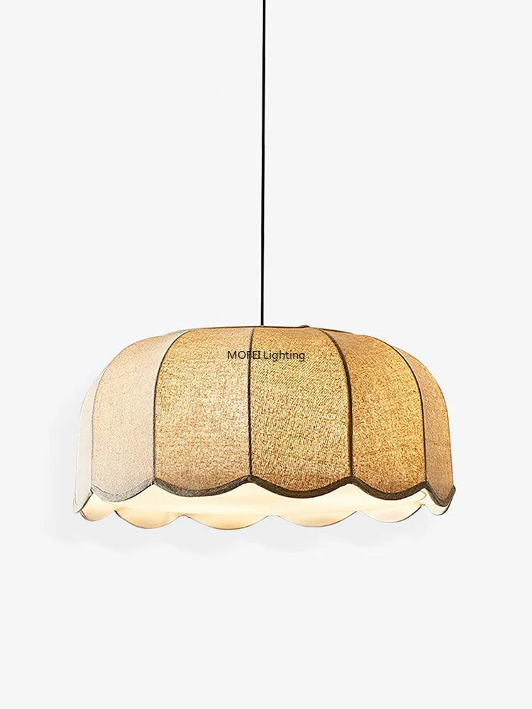 Japanese Fabric Pendant Light Nordic Wavy Lampshade Bedroom Restaurant Ceiling Chandelier Home Decor Hanging Lighting Fixtures