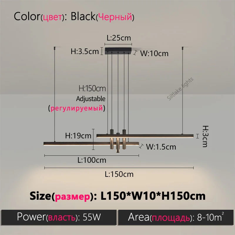 Modern LED Strip Pendant Light - Designer Hanging Lamp with Memory Function