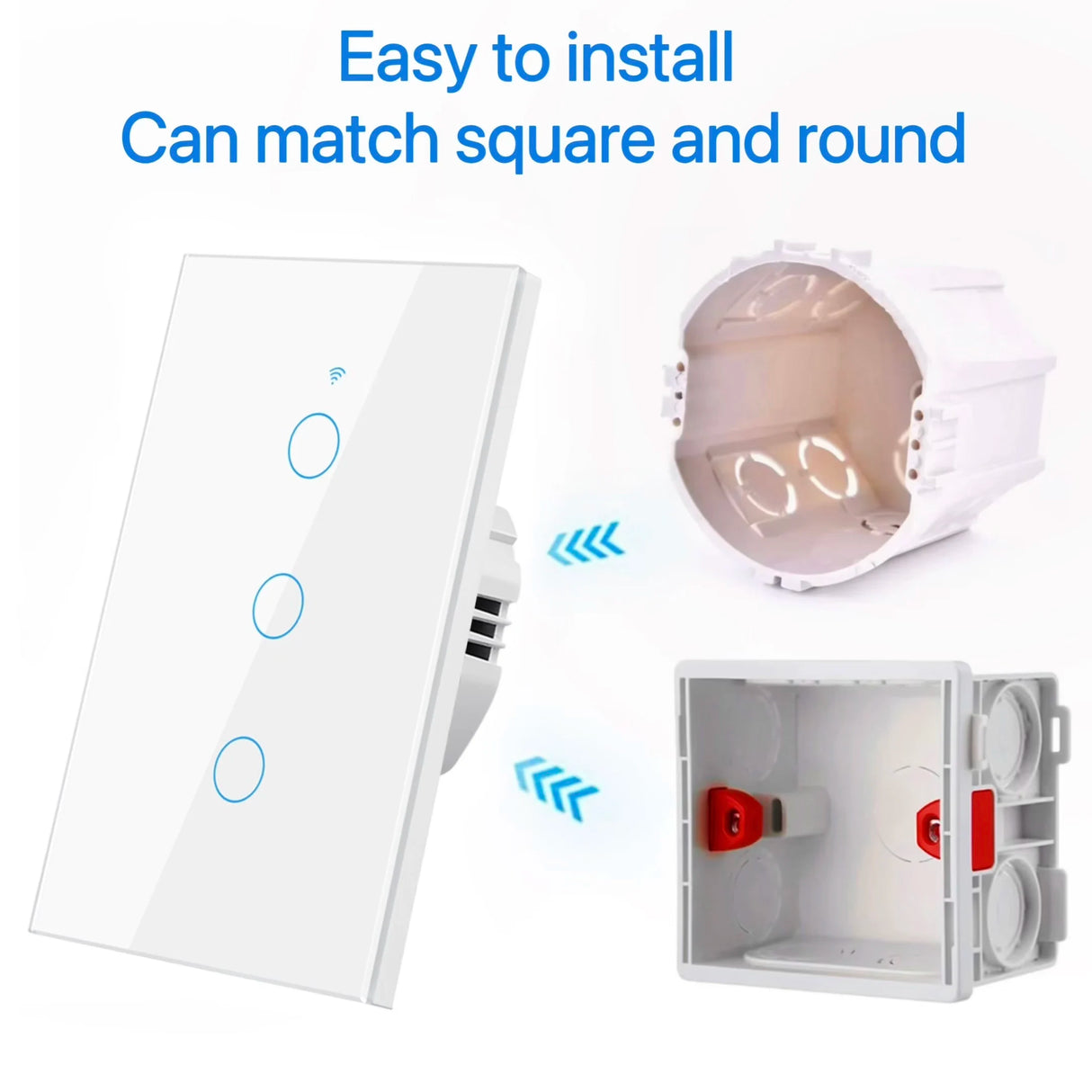 WiFi Smart Touch Light Switch (No Neutral Required) - RF433 Remote Wall Switch