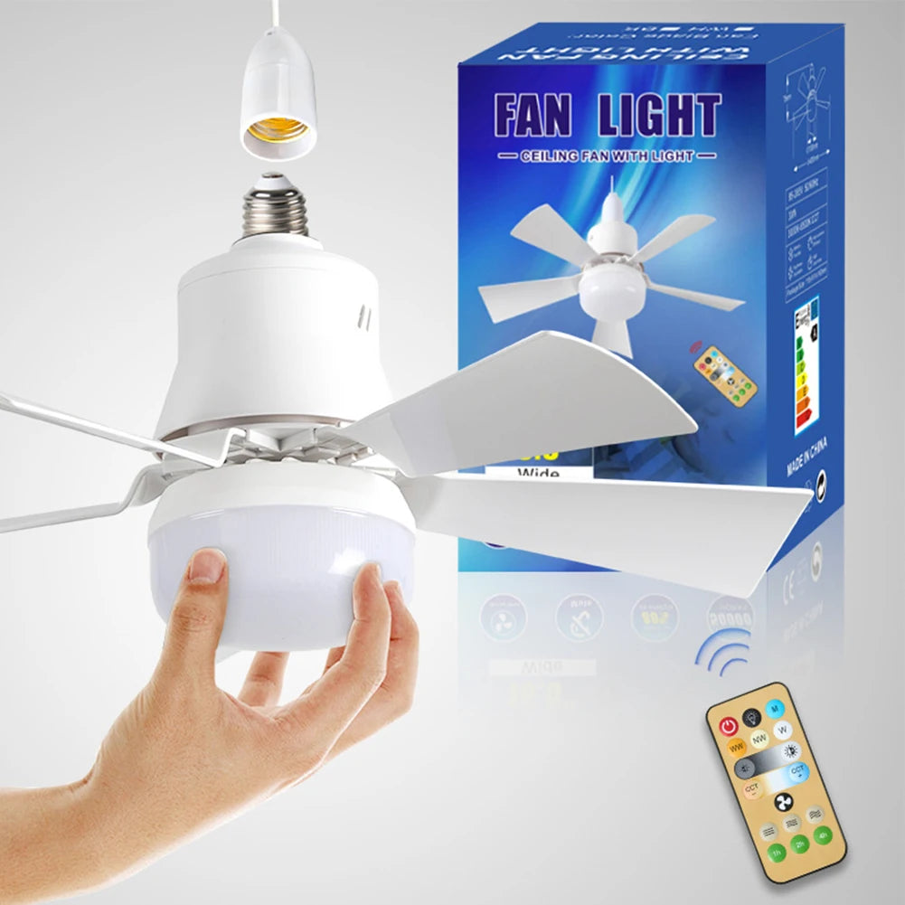 LED Ceiling Fan, Socket Fan Light Original, Fan With Remote Control 1000 Lumens / 5000 Kelvins As Seen On TV