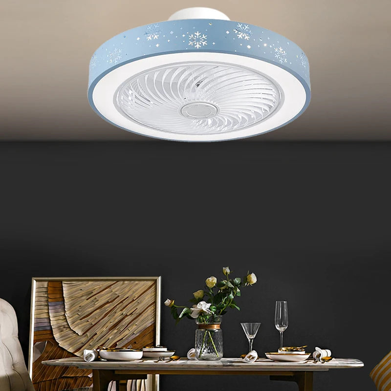 Pink Blue Ceiling Fans with Lights 6 Speeds APP+Remote Control Iron Fan Light Led 3 Color Dimmable Bedroom Living Room Fan Lamp