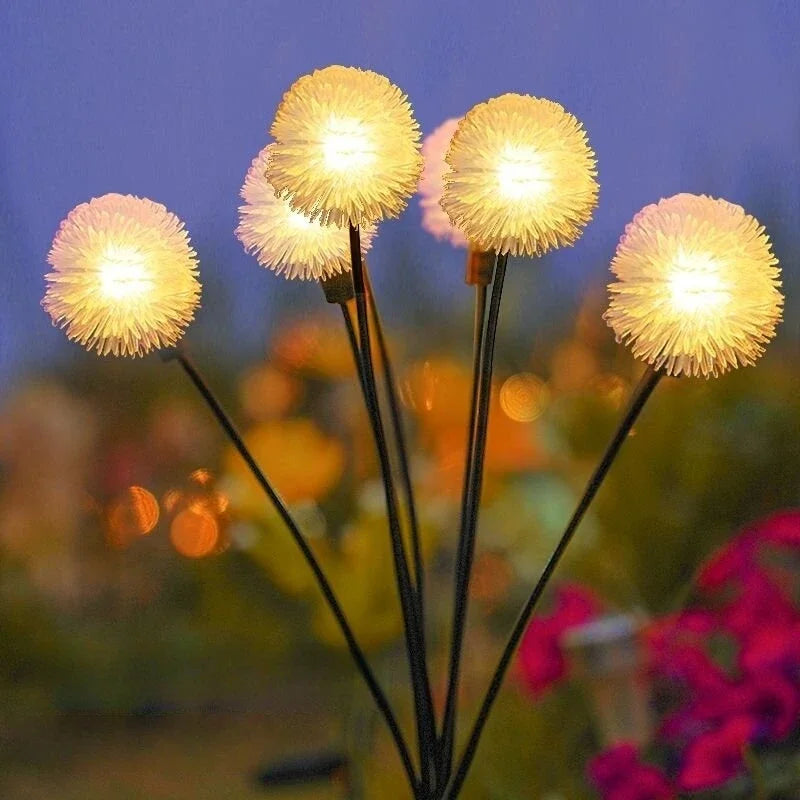 LED Solar Dandelion Lawn Lamp - Waterproof Ground Plug Landscape Lighting