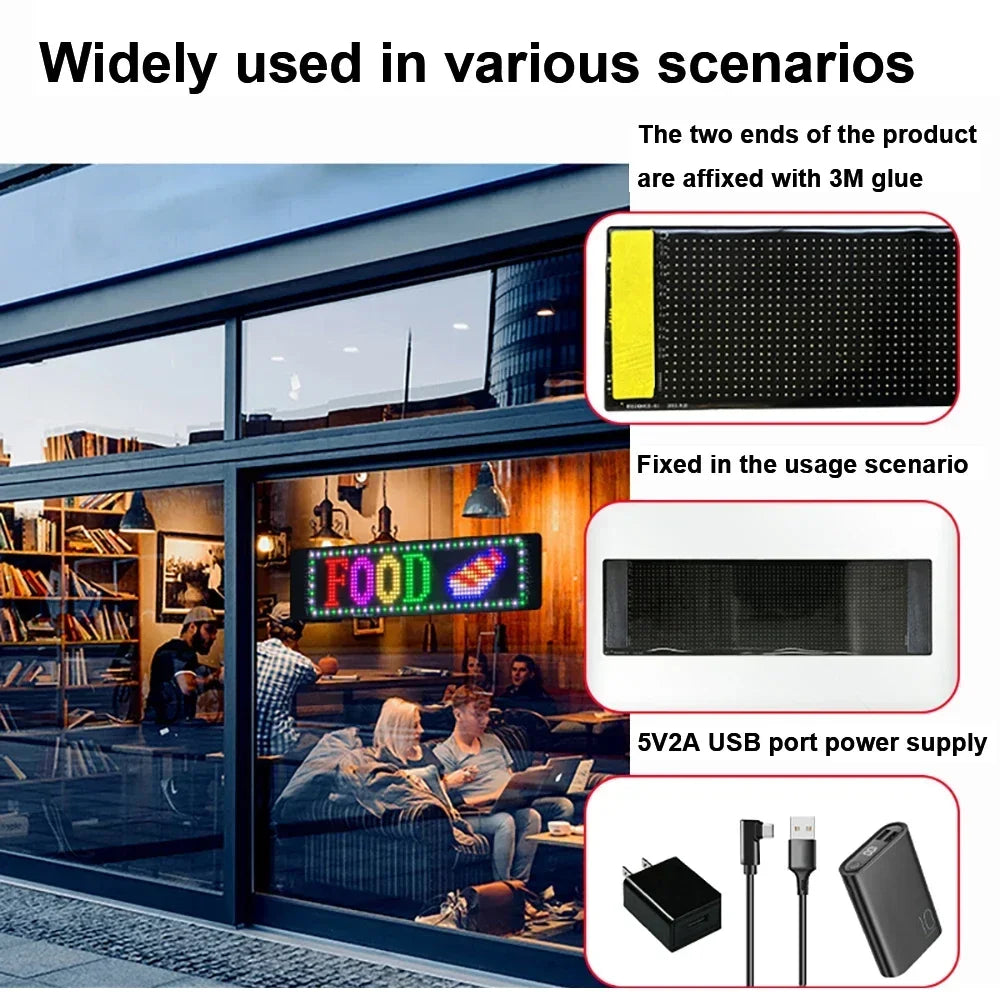 Smart Bluetooth APP LED Matrix Pixel Panel Programmable Flexible Scrolling LED Display Night Light for Car Store Hotel Bar