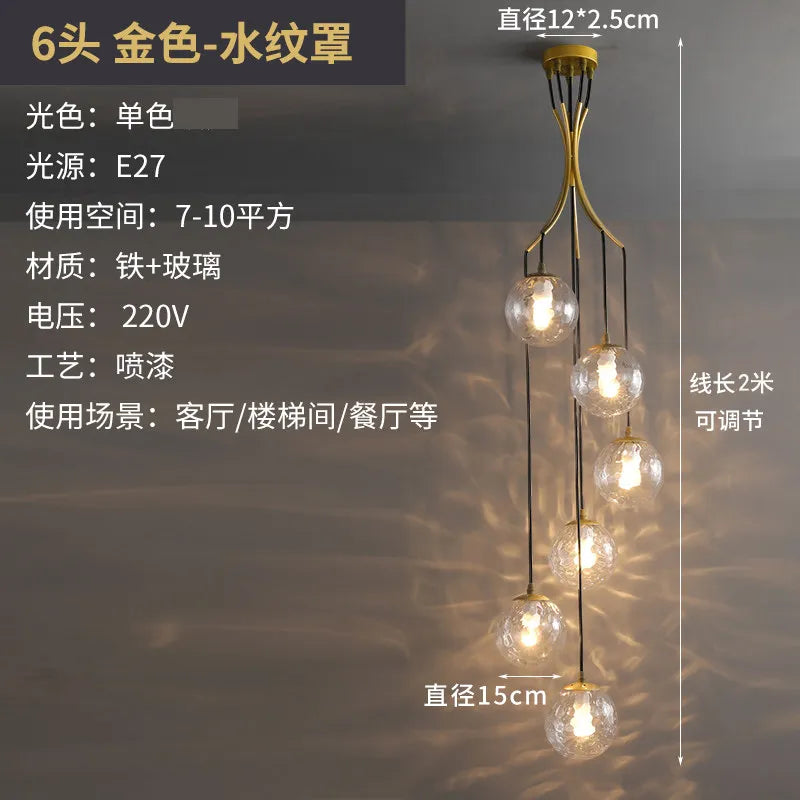 Modern Nordic Spiral Staircase Pendant Light for Dining Room Loft Apartment Villa Stairwell Decoration Chandelier Home Decor
