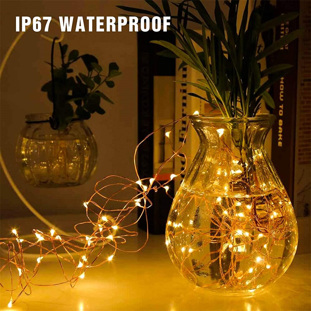 LED Fairy Copper Wire String Lights CR2032 Battery Mini 1m 2m 3m 5m Garland Lights String for Home Party Gift Wedding Decoration